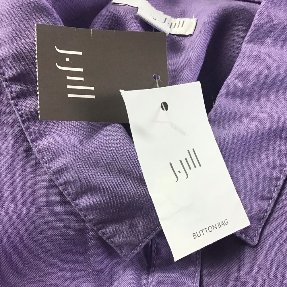 J. Jill Women’s Size Medium Viola Purple Button Down Shirt Button Sides Tencel - Picture 6 of 12